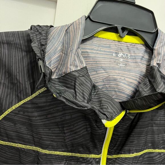 ASICS windbreaker black brine green grey zip up hooded size medium - Picture 7 of 7